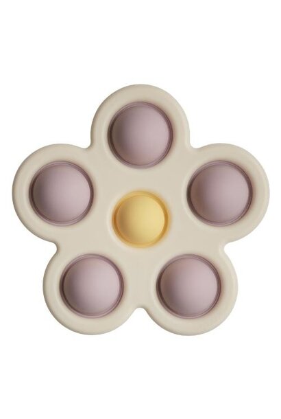 Mushie Press-Toy Flower Soft Lilac Daffodil Ivory | sensorisch speelgoed