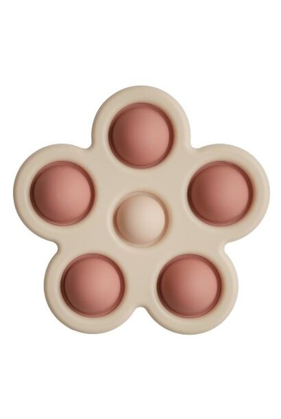 Mushie Press-Toy Flower Rose Blush Shifting Sand | sensorisch speelgoed