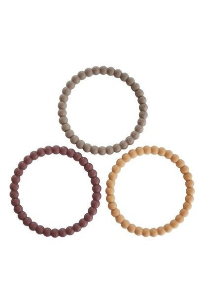 Mushie Silicone Bracelet 3-pack Berry Marigold Khaki | bijtringen