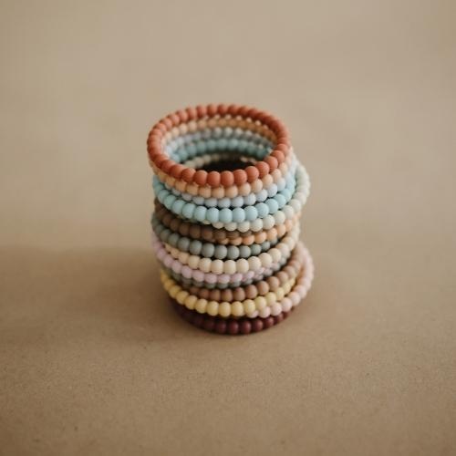 Mushie Silicone Bracelet 3-pack Green Tea Cool Gray Sea Sal | bijtringen-3