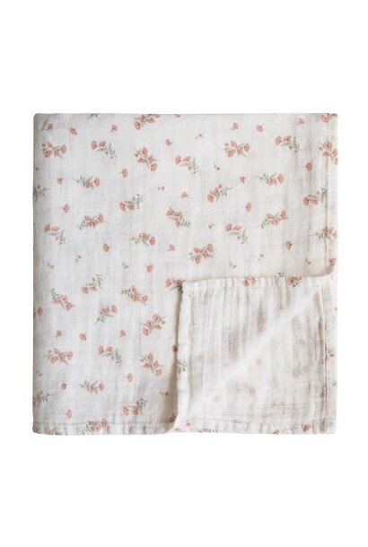 Mushie Swaddle Pink Flower | hydrofiele doek