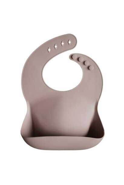 Mushie Silicone Bib Warm Taupe | slab met opvangbak