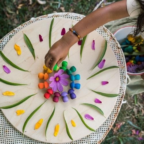 Grapat Mandala rainbow mushrooms van houten paddenstoelen | speelgoed-2