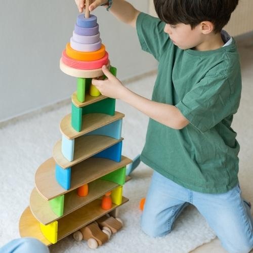 Grimm's Houten poppetjes neon mix | speelgoed-4