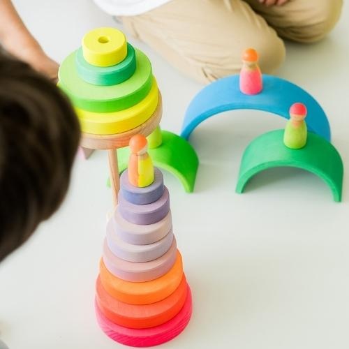 Grimm's Houten poppetjes neon mix | speelgoed-5