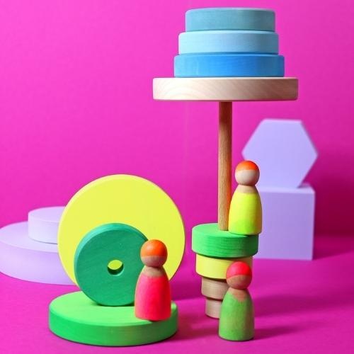 Grimm's Houten poppetjes neon mix | speelgoed-6