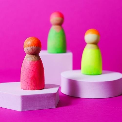 Grimm's Houten poppetjes neon mix | speelgoed-7