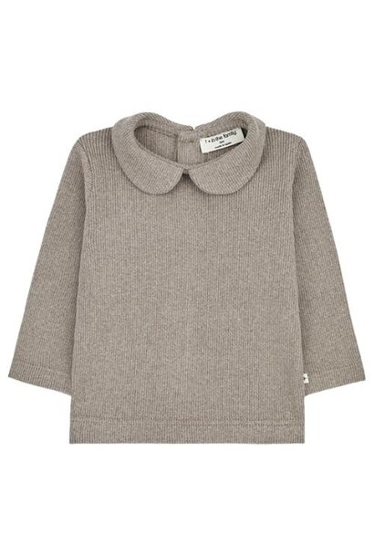 1+ in the family angelica baby collar blouse taupe | longsleeve