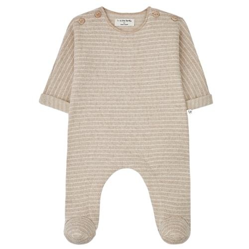 1+ in the family porthos newborn jumpsuit w.feet beige | romper-1