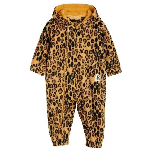 Mini Rodini Basic Leopard fleece onesie Beige | pilotenpak-1