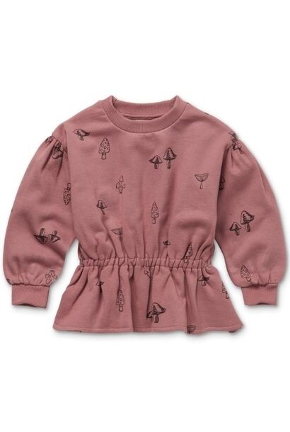 Sproet & Sprout Sweatshirt peplum Mushrooms print Misty rose | trui