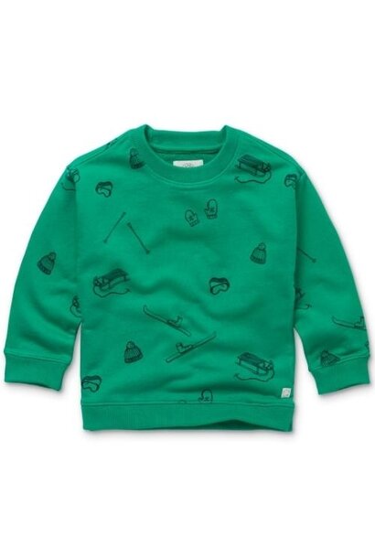 Sproet & Sprout Sweatshirt loose Ski print Fern green | trui