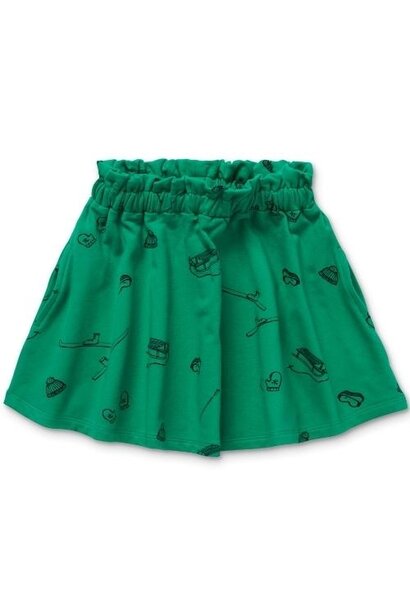 Sproet & Sprout Paperbag skirt Ski print Fern green | rok