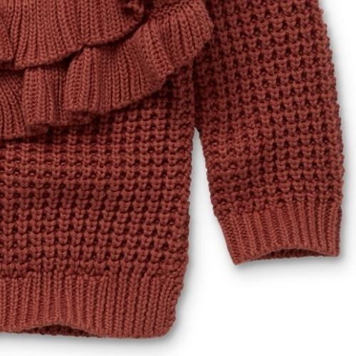 Sproet & Sprout Ruffle sweater girls Barn red | trui-6