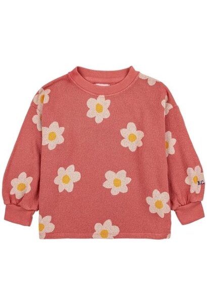 Bobo Choses Big Flower all over sweatshirt salmon pink | trui