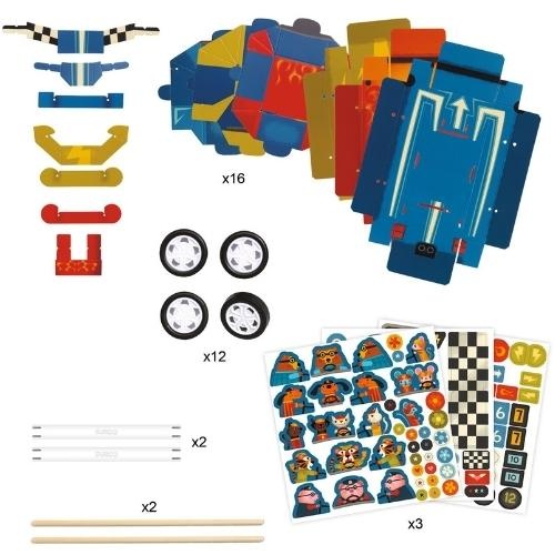 Djeco knutsel- en versierpakket ''Grand Prix'' auto's | knutselset-3