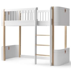 Oliver Furniture Mini+ low loft bed 68x162 cm white-oak | hoogslaper