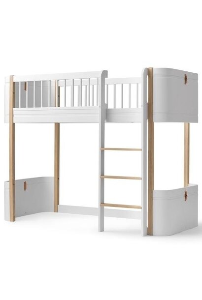 Oliver Furniture Mini+ low loft bed 68x162 cm white-oak | hoogslaper