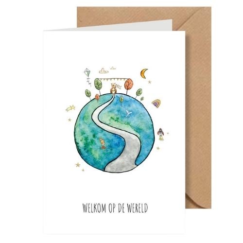 Juulz kaartje 'welkom op de wereld' wereldbol | wenskaart-1