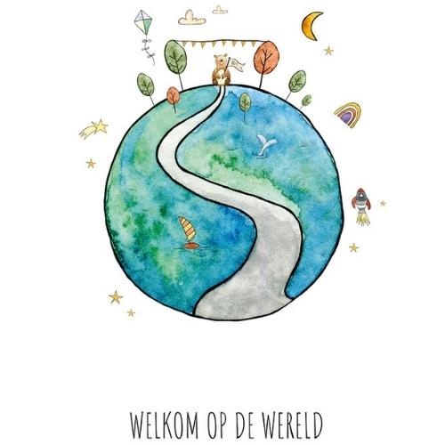 Juulz kaartje 'welkom op de wereld' wereldbol | wenskaart-3
