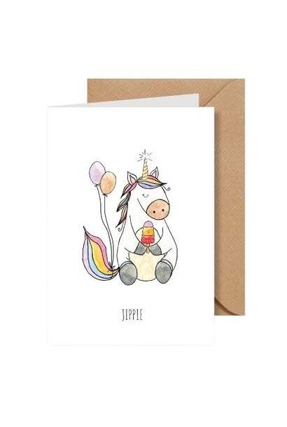 Juulz kaartje 'jippie' unicorn | wenskaart