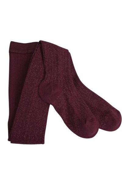 Collegien Amelie Glitter Ribbed Tights Bordeaux Grand Cru | maillot