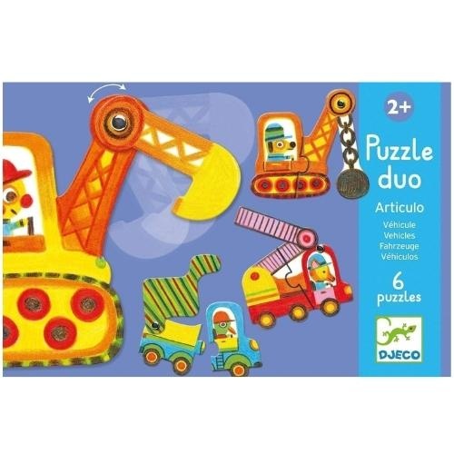 Djeco puzzel duo ''Voertuigen'' 6 x 2 stukjes | puzzel-1