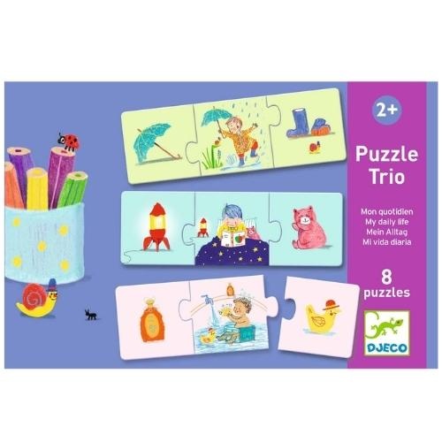 Djeco puzzel trio ''Mijn dag'' 8 x 3 stukjes | puzzel-1