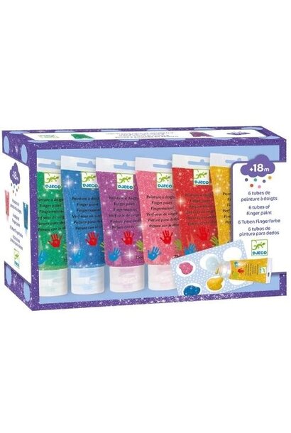 Djeco vingerverfset ''glitter'' 6 tubes | kinderverf