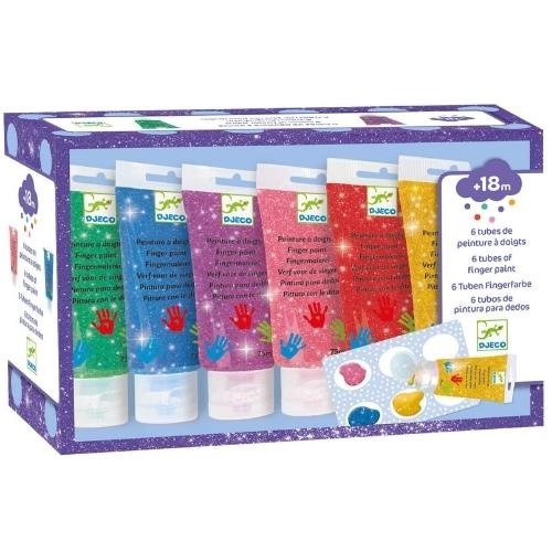 Djeco vingerverfset ''glitter'' 6 tubes | kinderverf-1