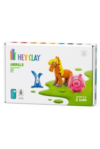 Hey Clay animals: piggy, horse, rabbit - 6 cans | boetseerklei