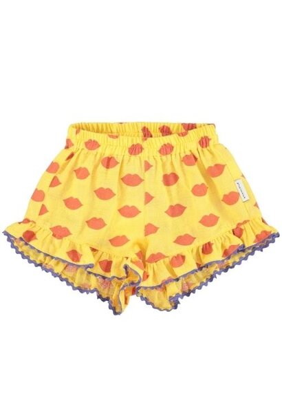 Piupiuchick shorts w/frills yellow w/ red lips | korte broek