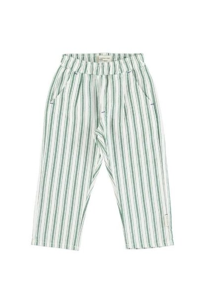 Piupiuchick unisex trousers white w/ large green stripes | broek