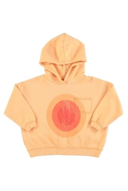 Piupiuchick hooded sweatshirt peach w/ multicolor circles print | trui