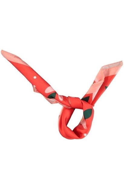 Piupiuchick silky bandana red w/ big flowers | accessoire
