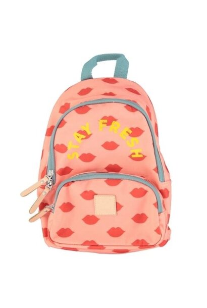 Piupiuchick backpack light pink w/ red lips | rugzak