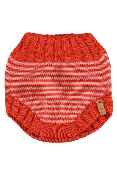 Piupiuchick knitted baby shorties pink & red stripes | bloomer