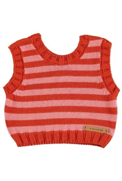 Piupiuchick knitted top pink & red stripes | spencer