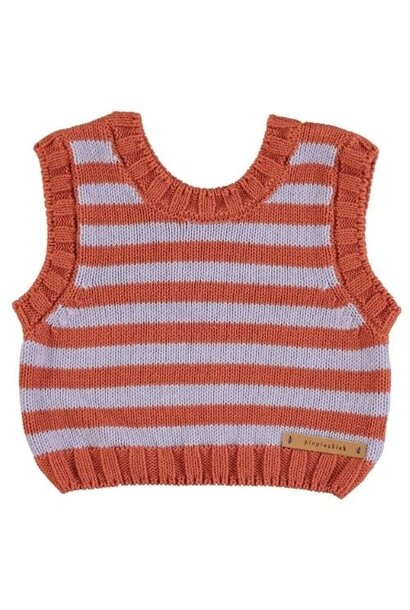Piupiuchick knitted top lavender & terracotta stripes | spencer