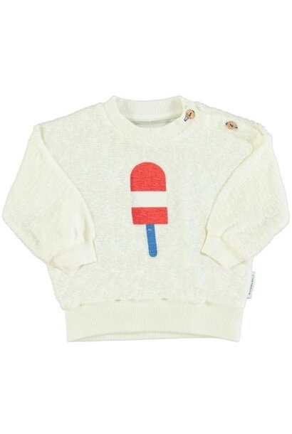 Piupiuchick baby sweatshirt ecru w/ ice cream print | trui