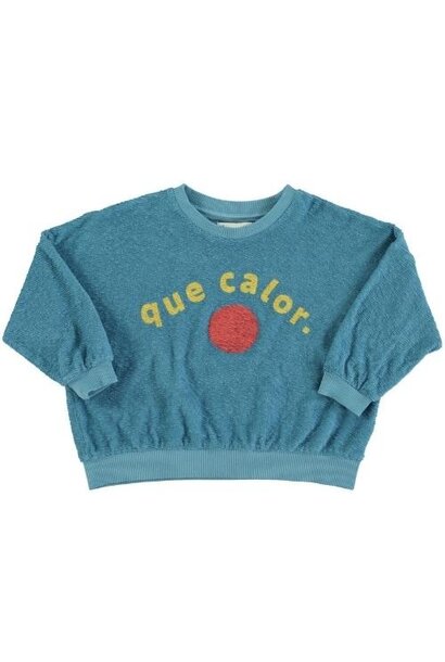 Piupiuchick sweatshirt blue w/ "que calor" print | trui