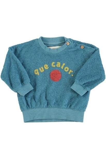 Piupiuchick baby sweatshirt blue w/ "que calor" print | trui
