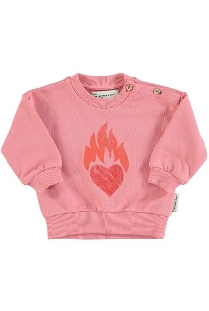 Piupiuchick baby sweatshirt pink w/ heart print | trui