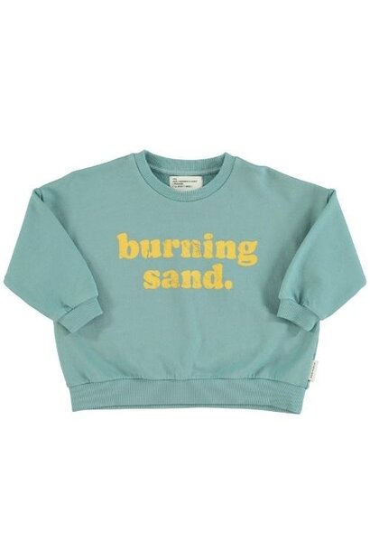 Piupiuchick sweatshirt green w/ "burning sand" print | trui