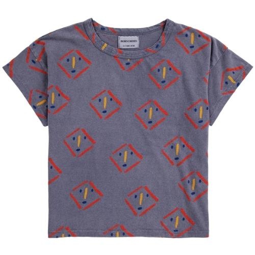 Bobo Choses masks all over t-shirt prussian blue | tee-1