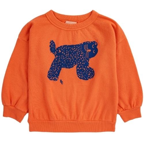 Bobo Choses big cat sweatshirt orange | trui-1
