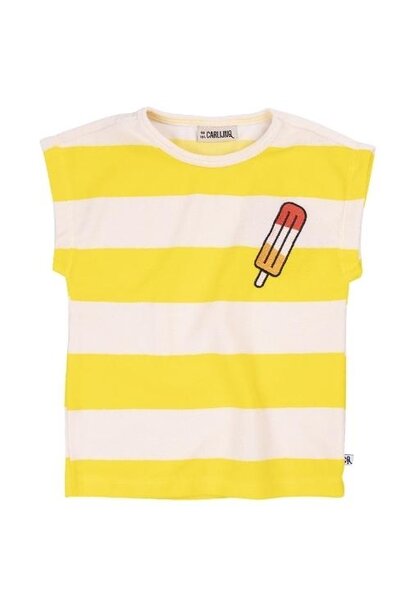 CarlijnQ Stripes yellow - boxy shirt with embroidery | tee