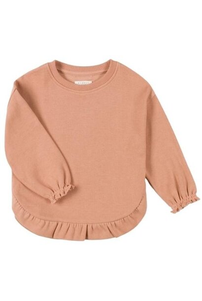 Nixnut Ruffled sweater peach | trui