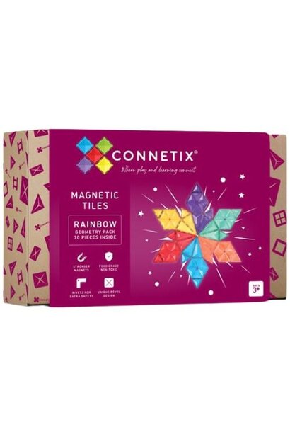 Connetix Rainbow Geometry Pack 30 pieces | magnetische tegels