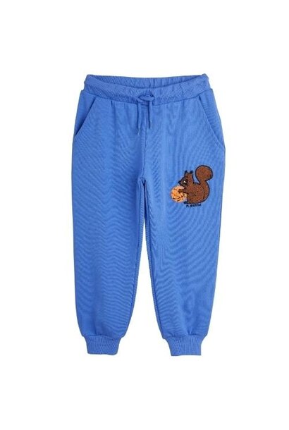 Mini Rodini Squirrel chenille emb sweatpants blue | broek